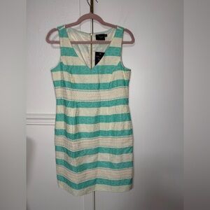 Taylor Striped Mini Dress in Cream and Mint size 6 new with tag